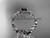 14k white gold diamond floral leaf and vine wedding ring, engagement ring with a Black Diamond center stone ADLR1