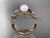 14kt rose gold diamond pearl flower, leaf and vine engagement ring AP382