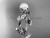 14kt white gold diamond leaf and vine, floral pearl wedding ring, engagement ring AP20