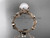 14kt rose gold diamond leaf and vine, floral pearl wedding ring, engagement ring AP20
