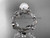 Platinum diamond leaf and vine, floral pearl wedding set, engagement set AP20S
