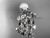 Platinum diamond leaf and vine, floral pearl wedding set, engagement set AP20S