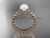 Amazing Pearl Wedding Set, 14kt Rose Gold Flower Engagement Ring AP34S