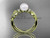 14k yellow gold diamond pearl leaf engagement ring AP68