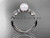 Platinum diamond pearl leaf engagement ring AP68