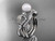 14k white gold diamond pearl leaf engagement set AP68S