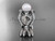 14k white gold diamond pearl leaf engagement ring with double matching band AP68S 14k white gold diamond pearl leaf engagement ring with double matching band AP68S