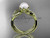 14k yellow gold diamond pearl vine and leaf engagement ring AP70