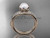 Elegant Pearl Engagement Ring Set, 14kt Rose Gold Diamond Wedding Ring AP92S