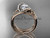 14kt rose gold diamond celtic trinity knot wedding ring, engagement set with a "Forever One" Moissanite center stone CT7369S