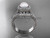 Halo Diamond and Pearl Engagement Ring Set, 14kt White Gold Amazing Wedding Ring AP101S