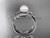 Pearl Leaf Engagement Ring Set, 14k White Gold Diamond Bridal Ring AP112S