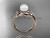 Amazing Nature Inspired Floral Wedding Ring, 14kt Rose Gold Diamond and Pearl Ring AP125