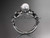 14kt white gold diamond pearl unique engagement ring, butterfly wedding ring AP136