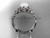 14kt white gold diamond pearl unique engagement ring, wedding ring AP151