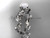 14kt white gold diamond pearl unique engagement ring, wedding ring AP151