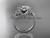 Cushion Cut Moissanite Ring, 14kt White Gold Diamond  Flower Engagement ring ADLR148