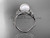 Platinum diamond leaf and vine, floral pearl wedding ring, engagement ring AP166