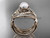 14kt rose gold diamond pearl unique engagement ring with double matching band AP222S