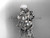14kt white gold diamond pearl flower, leaf and vine engagement set AP238S