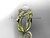 Unique 14kt yellow gold diamond pearl floral leaf and vine engagement ring AP245