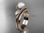 Unique 14kt rose gold leaf and vine pearl engagement set AP301S
