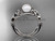 Pearl Engagement Ring, 14kt White Gold Wedding Ring AP302