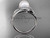 14k white gold diamond leaf and vine, pearl wedding ring, engagement ring AP317
