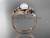 Unique 14kt rose gold diamond floral pearl engagement ring AP324