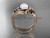 Unique 14kt rose gold diamond floral pearl engagement set AP324S