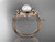 14kt rose gold diamond pearl unique engagement ring AP333