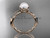 14k rose gold diamond pearl leaf engagement ring AP385