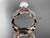 Unique 14kt rose gold diamond pearl floral leaf and vine engagement set AP264