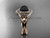14kt rose gold diamond Fleur de Lis, Round Tahitian Black Cultured Pearl engagement ring VBP10025