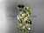 14k yellow gold diamond leaf and vine wedding ring, engagement set with  Black Diamond center stone ADLR59S