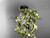 14k yellow gold diamond leaf and vine wedding ring, engagement set with Black Diamond center stone ADLR59S