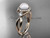 Luxury Halo Diamond and Pearl Engagement Ring, 14kt Rose Gold Unique Wedding Ring VP8127
