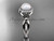 Platinum diamond Fleur de Lis pearl engagement ring VP10023