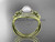 14kt yellow gold diamond Fleur de Lis pearl engagement ring VP10025