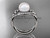 14kt white gold diamond Fleur de Lis pearl engagement ring VP10026