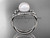 Platinum diamond Fleur de Lis pearl engagement ring VP10026
