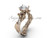 14kt rose gold diamond leaf and vine, Fleur de Lis, One Moissanite engagement ring VD20831 14kt rose gold diamond leaf and vine, Fleur de Lis, One Moissanite engagement ring VD20831