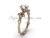 14kt rose gold diamond leaf and vine, Fleur de Lis engagement ring VD20838