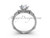14kt white gold diamond leaf and vine, Fleur de Lis, "Forever One" Moissanite engagement ring VD20838
