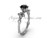 14k white gold diamond leaf and vine, enhanced Black Diamond engagement ring VD20838