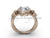 14kt rose gold diamond Fleur de Lis, halo engagement ring VD20889