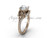 14kt rose gold diamond Fleur de Lis, eternity, One Moissanite engagement ring VD208125
