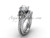 Platinum diamond Fleur de Lis, wedding band, eternity engagement ring, "Forever One" Moissanite engagement set VD208125S