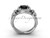 14kt white gold diamond Fleur de Lis, halo, eternity engagement ring, enhanced Black Diamond VD208127