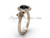 14kt rose gold diamond, halo ring, Fleur de Lis engagement ring, enhanced Black Diamond VD208129